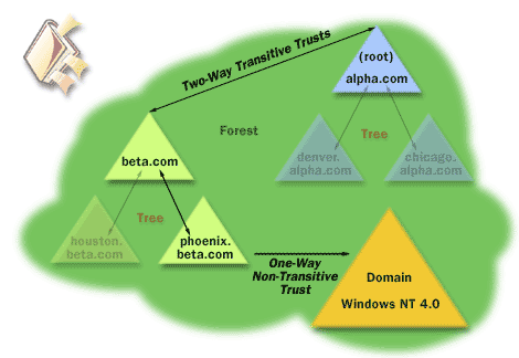 10) If a two-way transitive trust exists between two domains, you can grant permissions to resources in one domain to user and group accounts in the other domain, and vice versa. Two-way, transitive trust relationships are the default between Windows 2000 domains.