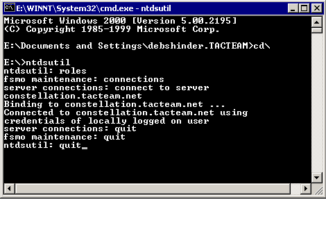 19) At the ntdsutil prompt, type quit. This completes the process.