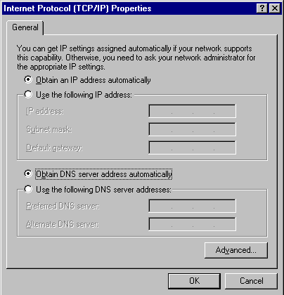 Internet Protocol Properties dialog box