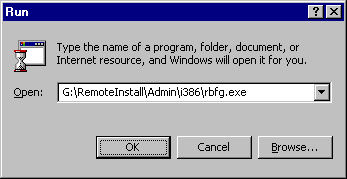 Typing the path to the Remote Boot Floppy Generator Programs