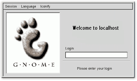 The gdm default login screen