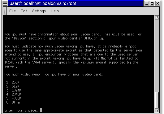 5) This screen prompts for the amount of video memory.