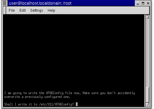 6) This prompt confirms that a new XF86Config file should be written.