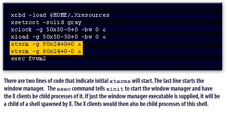 5) here are two lines of code that indicate initial xterms will start. 