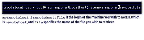 4) myremotelogin@remotehost:file is the login of the machine you wish to access which is remotehost.
