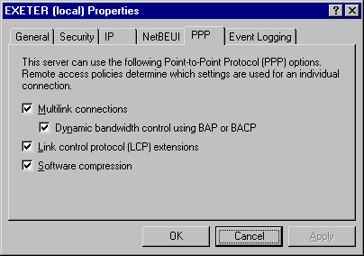 PPP tab in the properties dialog box