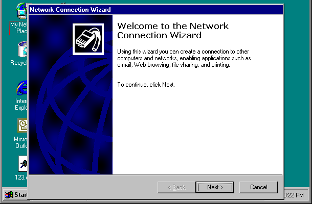 Welcome to the Network Connection Wizard
