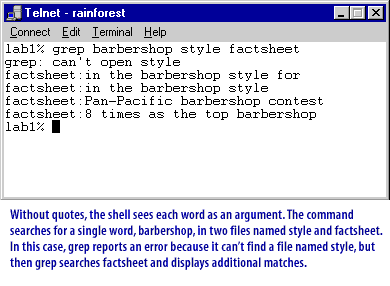 2) Without quotes, the shell sees each word as an argument.