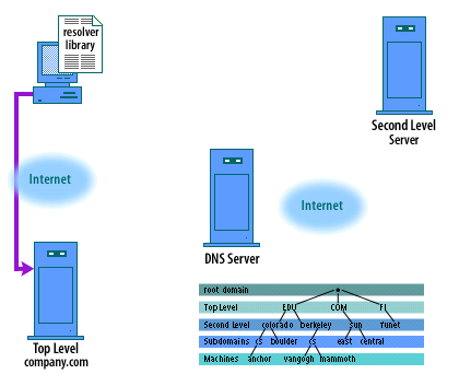 9) The browser process opens a TCP connection to port 80 on www.company.com, using the IP address it obtains from the resolver library