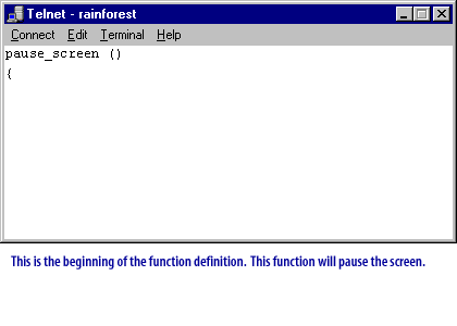  beginning of the function definition