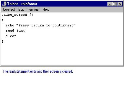 The read statement ends and then screen is cleared.